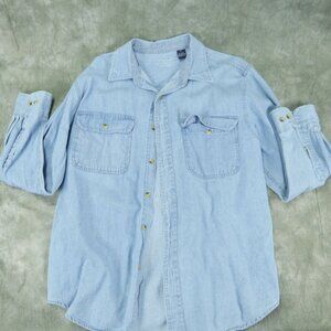EUC Outersport BLUE DENIM SHIRT 100% Cotton Men's US Size L  8668